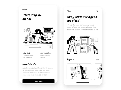 A inspiration life app app black black white brand branding clean colour design illustration typography ui ux web white