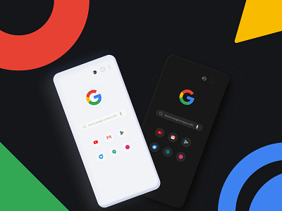 Google Homescreen app branding design minimal ui