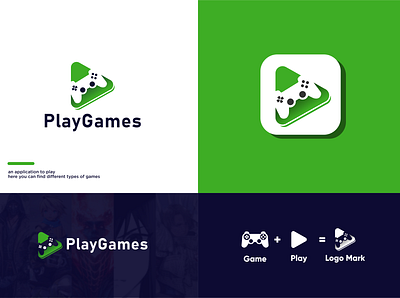 PlayGames aplication branding clean design game graphic design icon illustration logo modern logos play