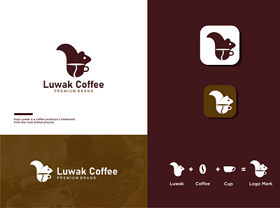 Luwak Coffee branding clean coffee cup design graphic design icon illustration logo luwak modern logos