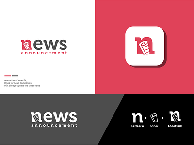 New Announcement announcement branding clean design graphic design illustration letteer n logo logo desainer modern logos news paper vector