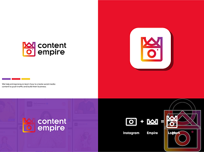 content empire app branding clean design graphic design illustration instagram logo logo desainer modern logos social media ui vector