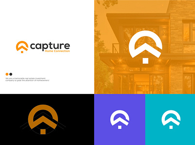 capture logo a branding c clean connection design graphic design home illustration logo modern logos real eastate vector