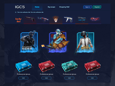 CSGO-Skin dota game pubg ui 商店 开箱 网页