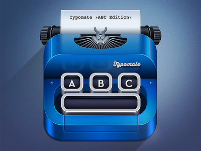 Typomate ABC Typewriter app icon chrome icon metal paper reflection typewriter typography