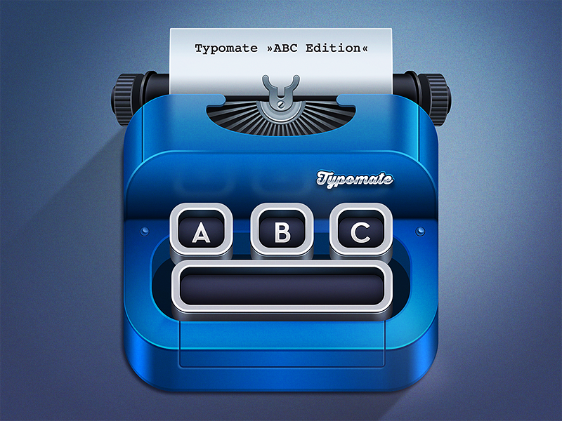 Typomate ABC Typewriter typewriter icon app icon metal reflection paper chrome typography