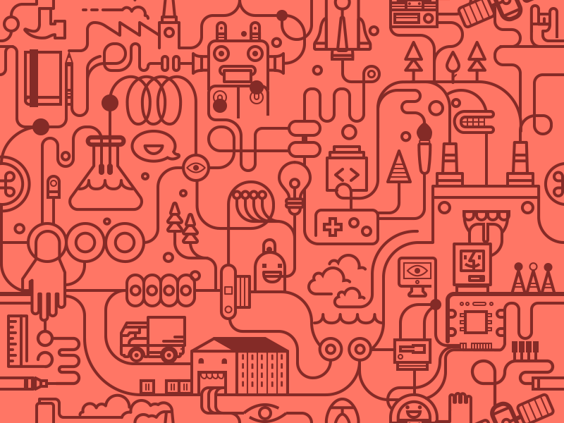 Fabric8 Pattern Illustration pattern line geometric simple background illustration robot car mac monster