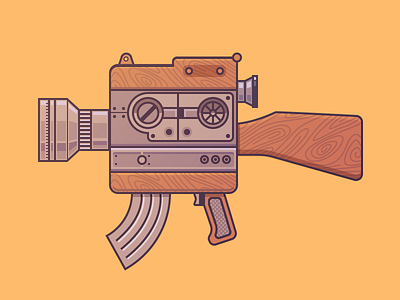 Camera Gun camera film gun illustration simple vector wood