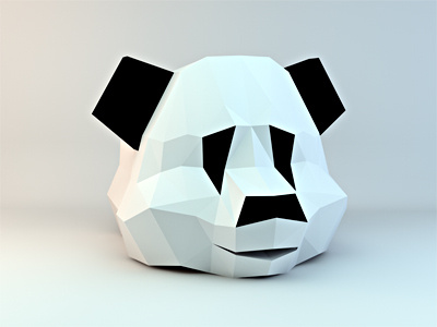 low poly panda head 3d animal c4d character low low res panda poly