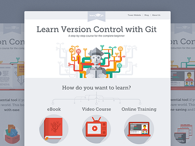 Learn Git Launch clean education flat git icon illustration launch simple ui user interface version control web design