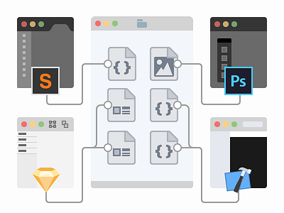 File Workflow Scheme app diagram flat illustration infographic photoshop process program scheme simple sketch sublime text