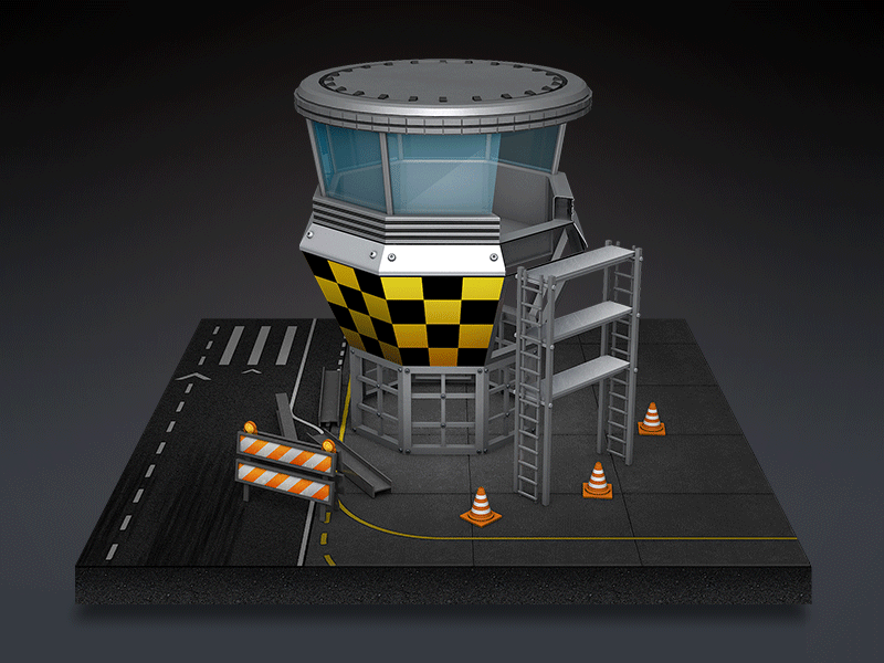 Tower 2 Teaser [GIF] 3d airport app app icon building site c4d construction gif light loop tower