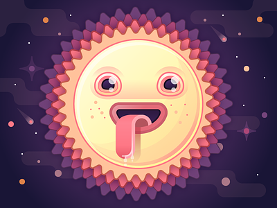 Drooling Sunny Dude character fun illustration illustrator meteor planet sky space sun vector