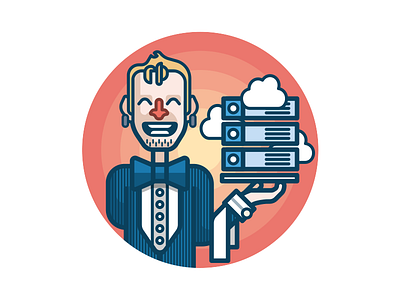 Centralized Deployment Dude butler button character fun guy illustration illustrator server vector