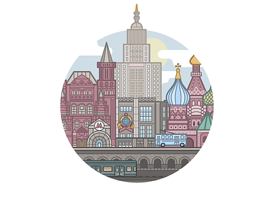 Moscow [WIP] architecture building city house illustration illustrator landmark landscape sight simple