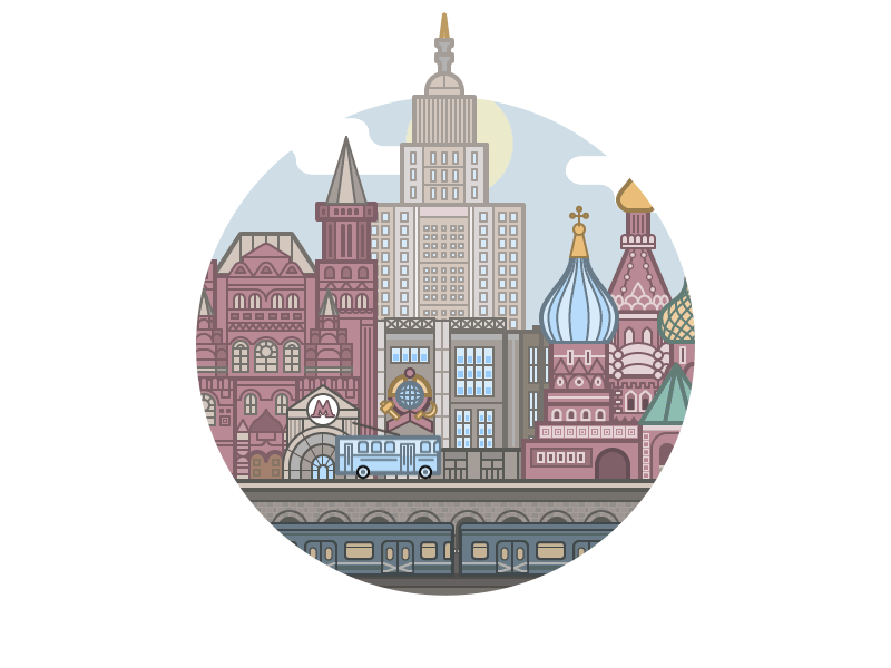 Moscow Animation animation architecture building city gif house illustration illustrator landmark landscape loop simple