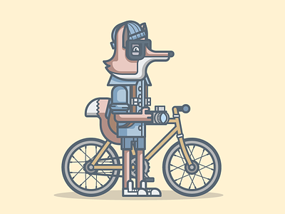 Hipster Fox animal bicycle camera character fixie fox hip hipster illustration vector