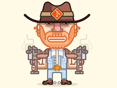 Chuck 'Git' Norris character fun git gun guy hero illustration uzi version control