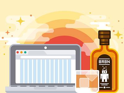 Bourbon & Neat blog booze character code computer drink illustration programming robot scss simple vector