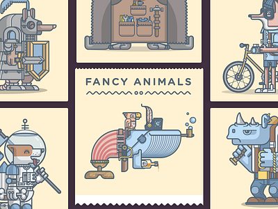Fancy Animals on Neonmob animal cards character collection illustration neonmob set