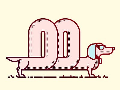 Cool Sausage dog dot shading halftone illustration illustrator simple vector
