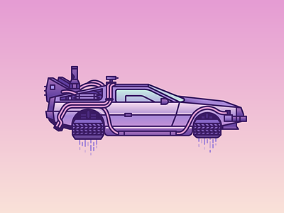 Floating DeLorean back to the future car gradients illustration illustrator movie pop culture vehicle