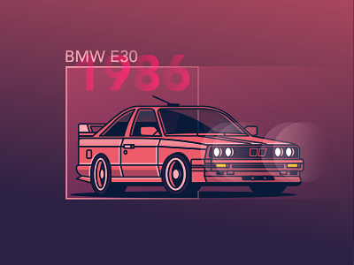 BMW E30 80s adobe illustrator bmw car illustrations light night retro vehicle