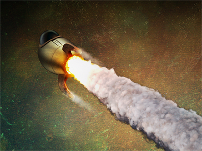 Up Up To The Sky 3d cinema 4d experiment pyrocluster rocket vintage