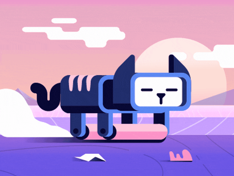 Catbot after effects parallax animation sci-fi future illustration robot cat