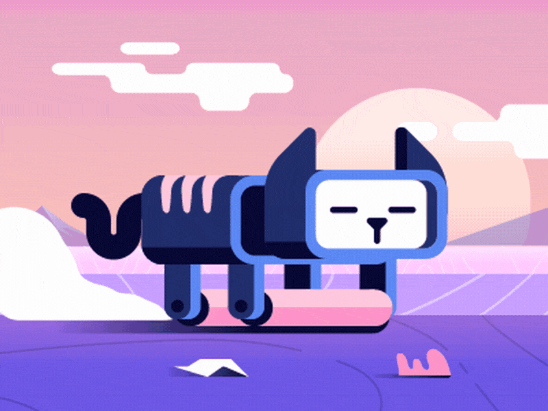 Catbot after effects animation cat future illustration parallax robot sci-fi