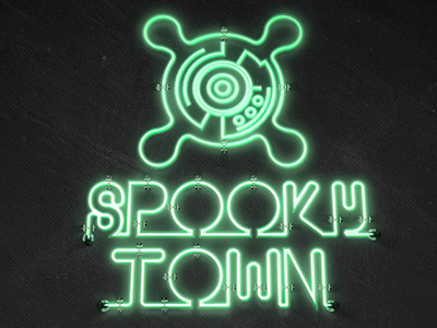 Spooky Town Logotype dark game gui light logo neon