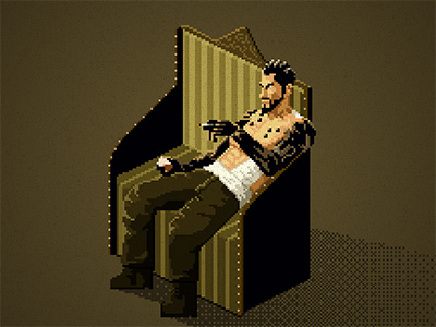 Pixel Adam Jensen from DX:HR character cyberpunk desktop freebie game illustration pixel sci fi wallpaper