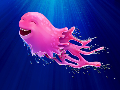 Squiddy Thingy character creature deep sea illustration monster photoshop slime underwater water