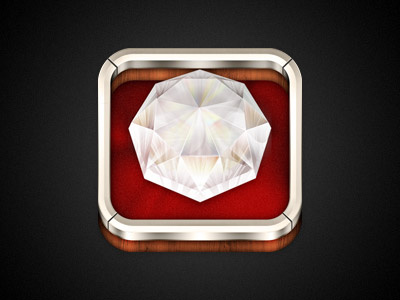 Diamond Treasure Hunt App Icon app app icon crystal diamond game icon ios iphone metal photoshop wood