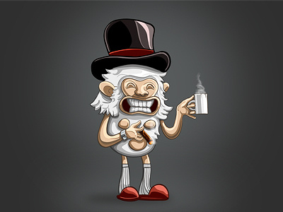 Lil' Fancy Yeti character cigar cylinder hat funny illustration smiling snowman yeti