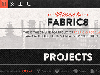 Fabric8 responsive portfolio css3 html5 jquery portfolio responsive screen design textpattern typography web design