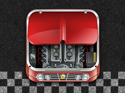 Car Engine App Icon app car chrome engine hood icon illustration ios iphone photoshop
