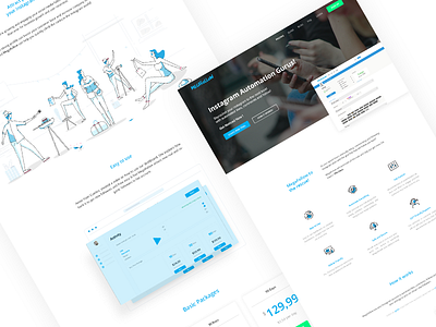 Homepage for Megafollow clean design illustration instagram landing megafollow simple simple clean interface ui web design