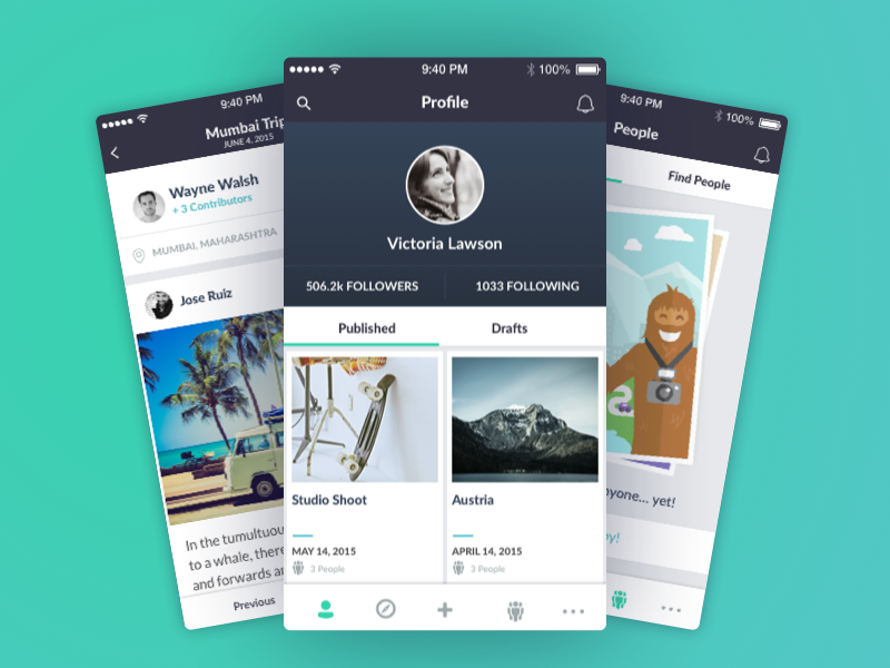Collaboration App travel hq minimal sketchapp social network sasquatch bigfoot collaborate story app iphone