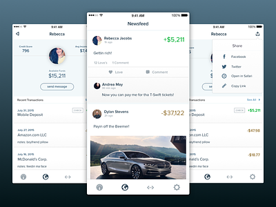 Social Banking App app banking iphone money share sharing social ui