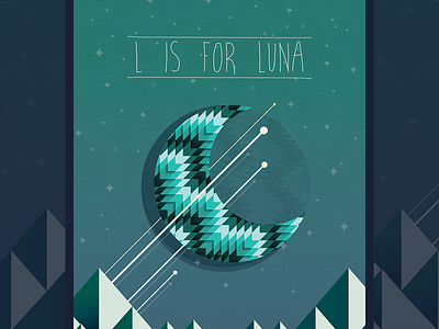 L is for Luna ai illustration luna moon pattern poster