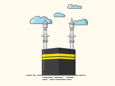 Ka'bah adobe design illustration kabah mecca pray simple vector