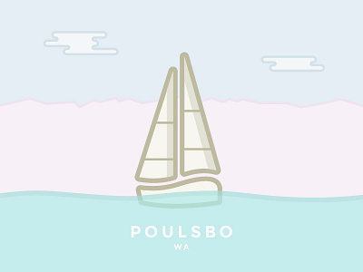 Poulsbo, Washington clouds illustrator pastel poulsbo sailboat washington