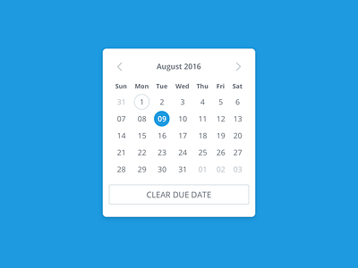 Due Date Selector calendar clear date day due date month project management ui