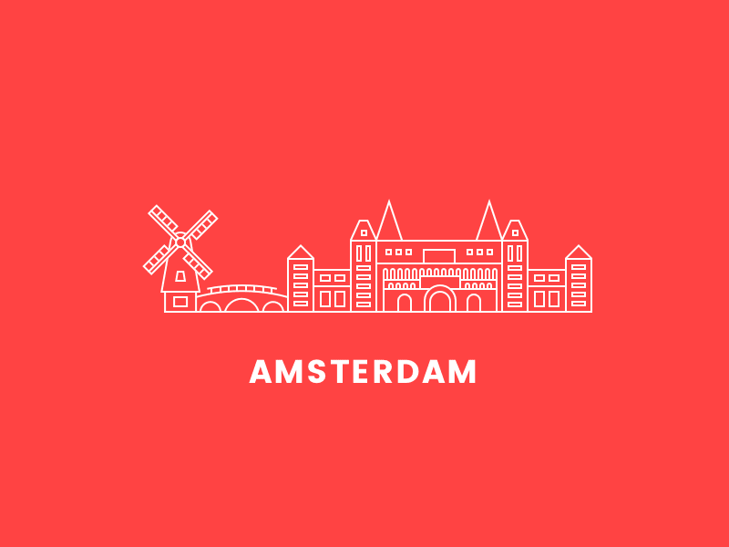Dev Tour 🔴 amsterdam city developer dublin gif illustration line london microsoft oslo red tour