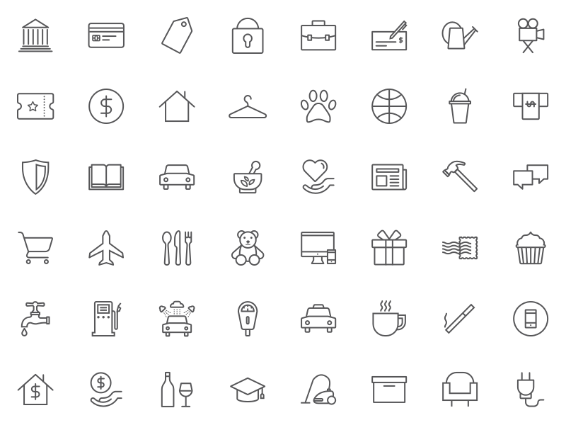 Icons for everyday activities by Mallory Sluetz for Rightpoint on Dribbble