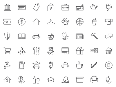 Icons for everyday activities activity finance food icons life money simple