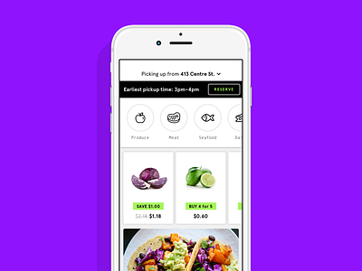 Grocery App app flat food grocery ios purple shopping simple ui ux