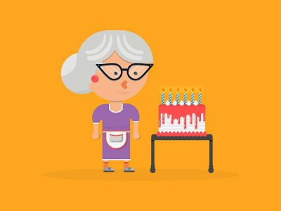 Granny birthday blow cake candles cat eye glasses grandma granny stockings