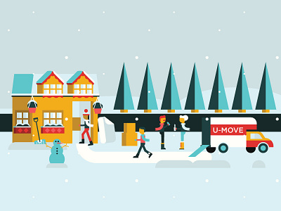 Winter Moving cute flat perspective house infographic killer infographics moving snow snowman winter